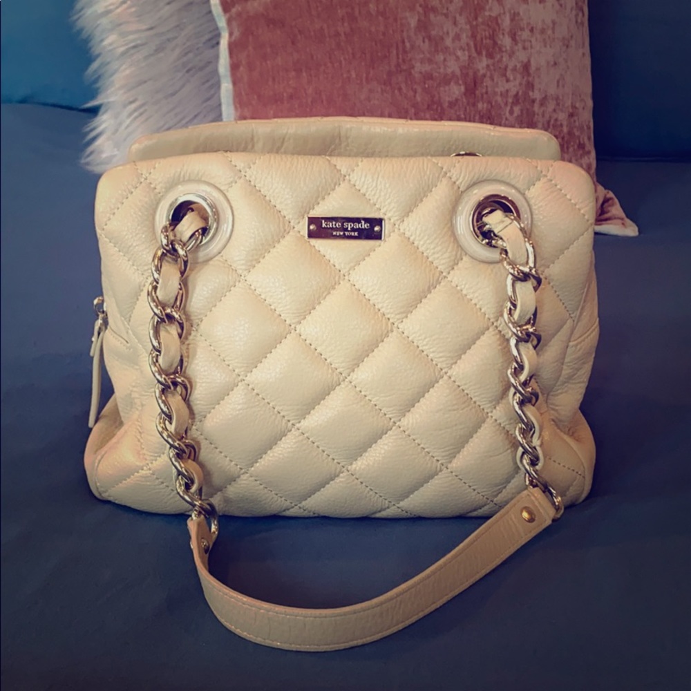Kate Spade Quilted Beige Leather Handbag
